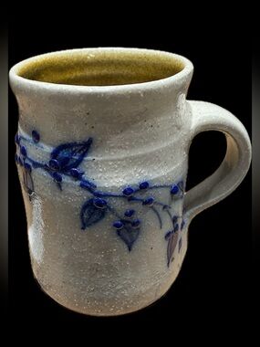 VTG Salmon Falls Stoneware Mug Blueberry Vine Salt Glaze Pottery Mug,  Dover NH.